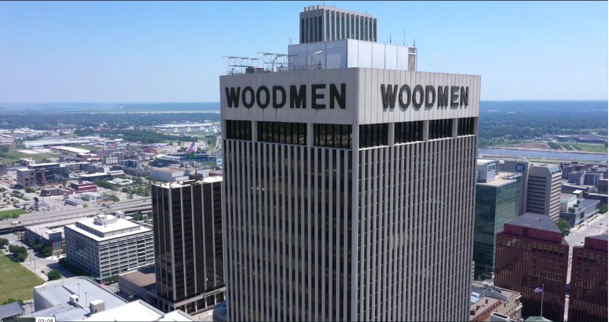 Drone Video: Fly Around WoodmenLife Tower as Letters Come Down