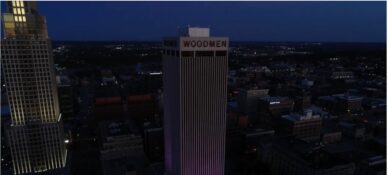 WoodmenLife Tower Halloween 2019 Lighting