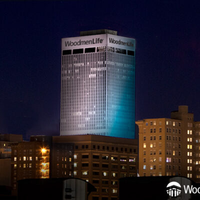 WoodmenLife Tower in Light Pink and Light Blue